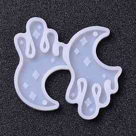 Moules en silicone pendentif bricolage thème halloween, pour création de la boucle d'oreille , moules de résine, pour la résine UV, fabrication de bijoux en résine époxy, lune saignante
