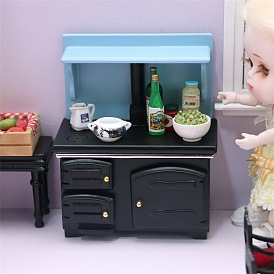 Wood Kitchen Cooktop Mini Model, Micro Landscape Dollhouse Accessories, Pretending Prop Decorations