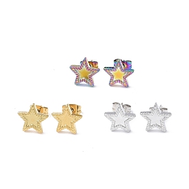 Ion Plating(IP) 304 Stainless Steel Stud Earring for Women, Star