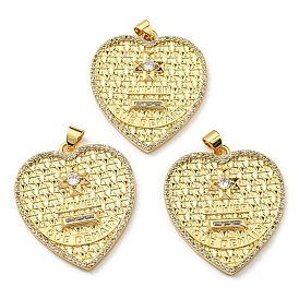 Brass with Cubic Zirconia Pendants, Long-Lasting Plated, Lead Free & Cadmium Free, Heart