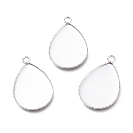 304 подвесные кабошоны из нержавеющей стали для модных украшений., чашки безель с краями, слеза