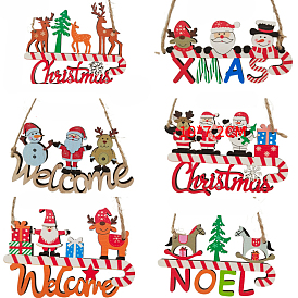 Adornos navideños con letreros de madera, para adornos colgantes de árboles de navidad
