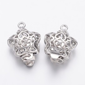 Филигрань звезда латунь коробка застежками, без никеля , 18x12x6 мм, отверстие : 2 мм