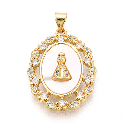 Латунные микропаве прозрачные подвески с фианитом, без кадмия и без свинца, с оболочкой, овальной формы с Сеньора Апаресиды