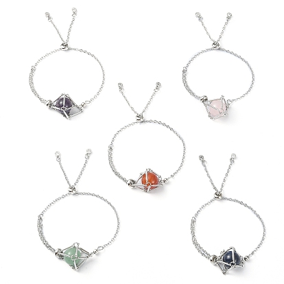 Смешанные браслеты из натурального сердолика, ляпис-лазури, зеленого авантюрина, розового кварца и аметиста, браслеты-мешочки из латуни в стиле макраме с ромбами, для женщин