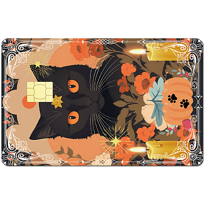 ПВХ пластиковые водонепроницаемые наклейки для карт, самоклеящаяся карта для декора банковских карт, прямоугольные, бабочка/животное/гора/кошка/череп/цветок/волна/солнце клубника/сердце узор