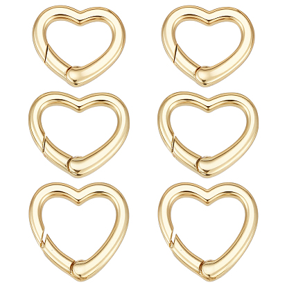 6 шт 3 стили стойка покрытие латунь пружина затвор кольца, долговечный, без свинца и без кадмия