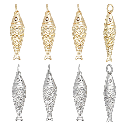 8 шт. 2 цвета стойки, латунные подвески, рыбы прелести, без кадмия и без свинца, долговечный, с целью перехода в кольце