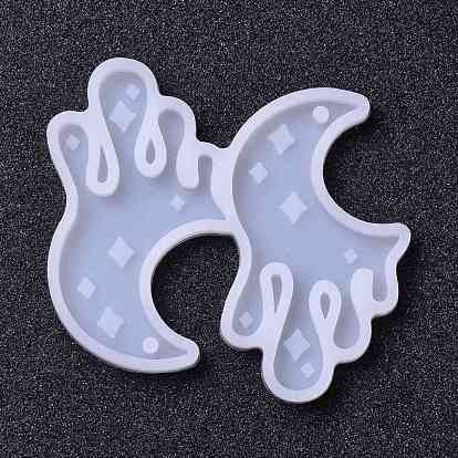 Moules en silicone pendentif bricolage thème halloween, pour création de la boucle d'oreille , moules de résine, pour la résine UV, fabrication de bijoux en résine époxy, lune saignante