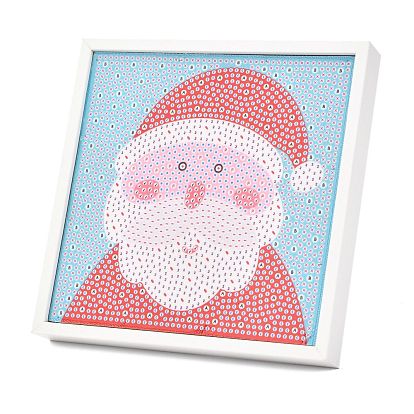 DIY Christmas Theme Diamond Painting Kits For Kids, Santa Claus Pattern Photo Frame Making, with Resin Rhinestones, Pen, Tray Plate and Glue Clay