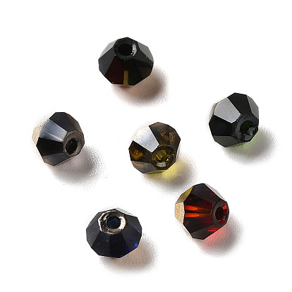 Transparent Electroplate Glass Beads, Half Golden Plated, Faceted, Bicone