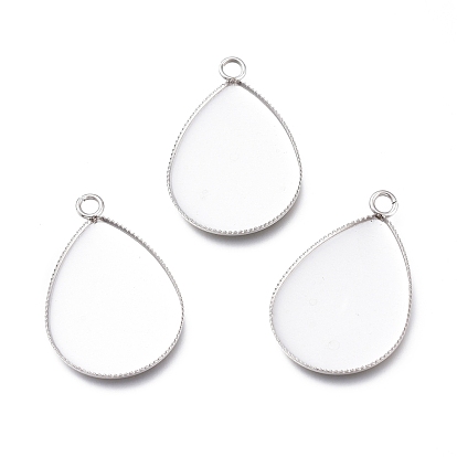 304 подвесные кабошоны из нержавеющей стали для модных украшений., чашки безель с краями, слеза