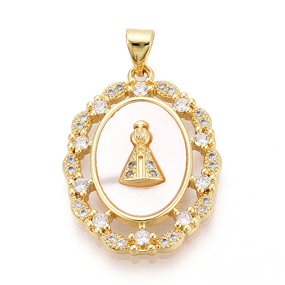 Латунные микропаве прозрачные подвески с фианитом, без кадмия и без свинца, с оболочкой, овальной формы с Сеньора Апаресиды