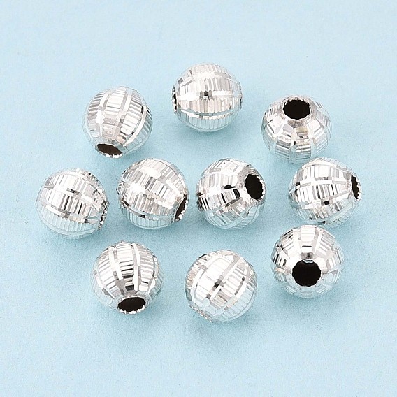 Текстурированные 925 бусины из стерлингового серебра, круглые