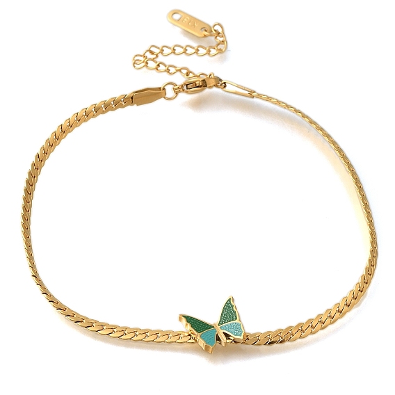 Ионное покрытие (IP) 304 браслеты с звеньями-бабочками из нержавеющей стали, эмалью