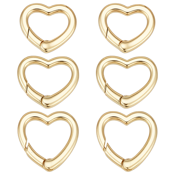 6 шт 3 стили стойка покрытие латунь пружина затвор кольца, долговечный, без свинца и без кадмия