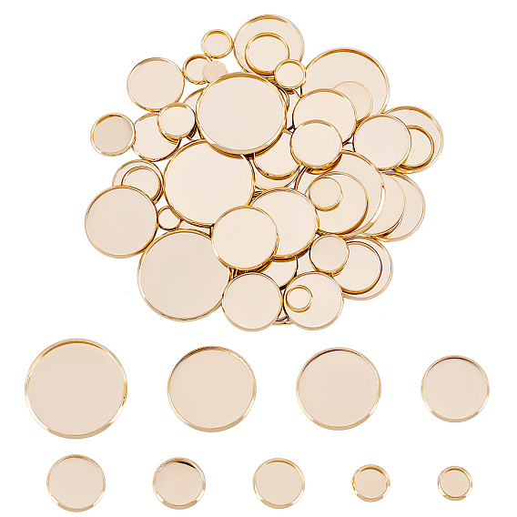 54 шт. 9 стиль 304 чашки из нержавеющей стали с гладким краем, кабошон настройки, плоско-круглые