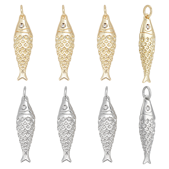8 шт. 2 цвета стойки, латунные подвески, рыбы прелести, без кадмия и без свинца, долговечный, с целью перехода в кольце