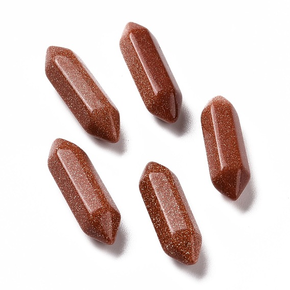 Synthetic Goldstone No Hole, Faceted, Double Terminated Points