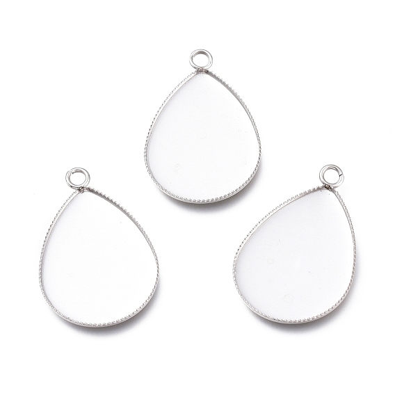 304 подвесные кабошоны из нержавеющей стали для модных украшений., чашки безель с краями, слеза