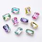 K9 Glass Rhinestone Cabochons, Imitation Austrian Crystal, Pointed Back & Back Plated, Faceted, Rectangle Octagon, Back Plated