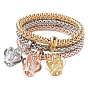 Sparkling Owl Pendant Popcorn Chain Bracelet Set - Three Colors, Elastic and Alloy Material for Women