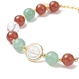 Natural Mixed Gemtone Beaded Stretch Bracelets with Alloy Enamel Christmas Tree Charms