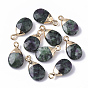 Gemstone Pendants, with Top Golden Plated Iron Loops, Teardrop, Faceted