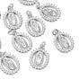 SHEGRACE Religion Brass Clear Cubic Zirconia Pendants, Oval with Virgin Mary Charms, Cadmium Free & Lead Free & Nickel Free