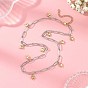 Duo Tone 304 Stainless Steel Tiny Heart Tassel Paperclip Chain Necklaces for Women