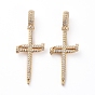 Латунные микропаве прозрачные подвески с фианитом, долговечный, крестик