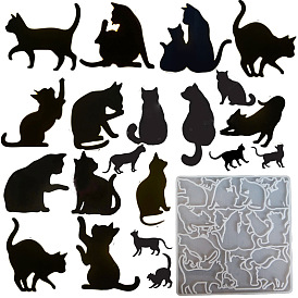 Cat Shape DIY Silhouette Silicone Molds, Resin Casting Molds, for UV Resin, Epoxy Resin Craft Making