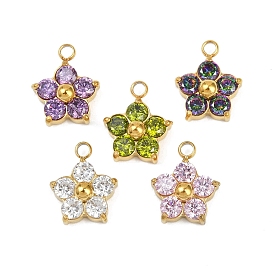 304 подвески из микро-паве из нержавеющей стали с фианитами, цветка сливы