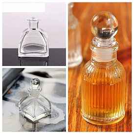 Glass Aromatherapy Diffuser Bottle, with Aluminium Oxide Cover & PP Plug, Column/Pyramid