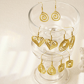 Stylish Stainless Steel Spiral Pendant Dangle Earrings for Daily Wear, Multiple Options, Golden