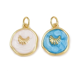 Латунь эмаль подвески, плоско-круглые, реальный 18 k позолоченный, стойки покрытие, долговечный, без кадмия и без свинца, с целью перехода в кольце