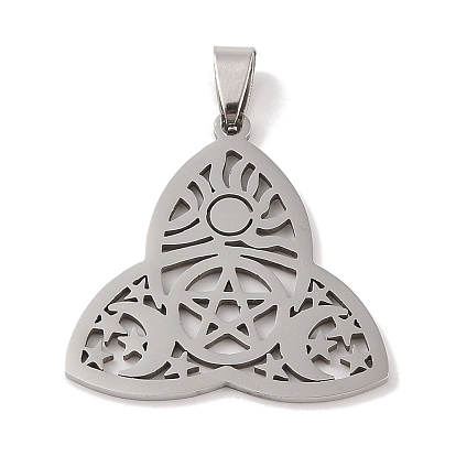 Pendentifs en acier inoxydable, noeud trinité avec breloque étoile