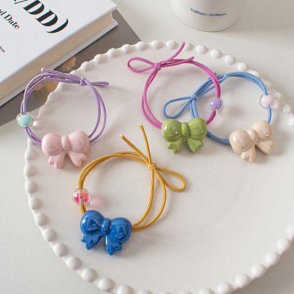 Cute Colorful Handmade Hair Tie with Lovely Bow - Shiny and Adorable.