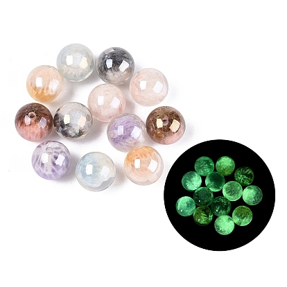 Светящиеся и реагирующие на УФ-излучение прозрачные смоляные шарики, бусины, меняющие цвет, круглые, с блеском порошок, светится в темноте, два тона