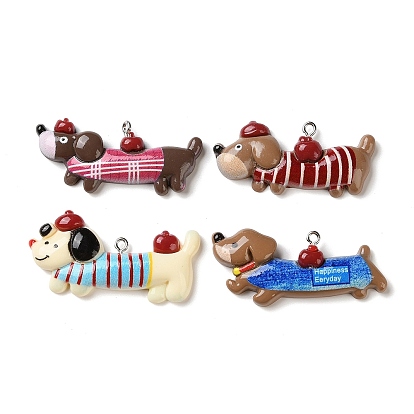 Непрозрачные подвески смолы, такса собака, с железной платиной петлей