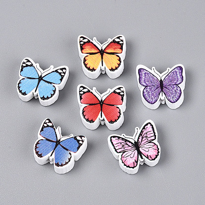 Окрашенные распылением деревянные бусины Schima, печатные бисера, бабочка