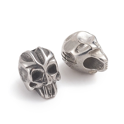 Halloween 304 Stainless Steel Beads, Skull Head