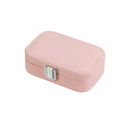 Rectangle Imitation Leather Jewelry Organizer Case with Clasps, for Necklaces, Rings, Earrings and Pendants
