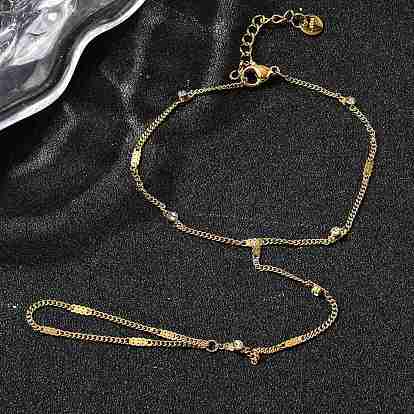 304 Браслеты-кольца из нержавеющей стали со стразами для женщин, ионное покрытие (ip)