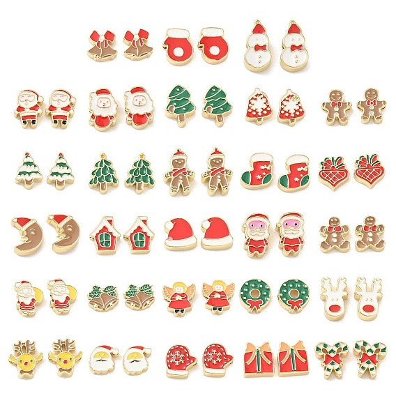 Рождественские латунные эмалевые бусины, без свинца и без кадмия, долговечный, реальный 18 k позолоченный, стойки покрытие