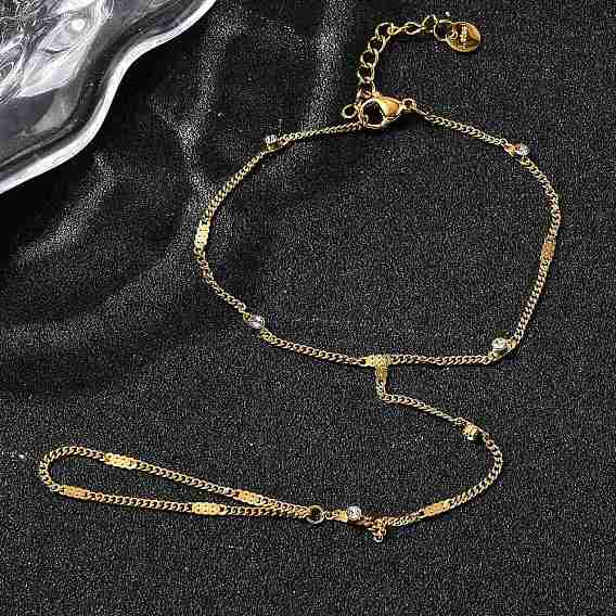 304 Браслеты-кольца из нержавеющей стали со стразами для женщин, ионное покрытие (ip)