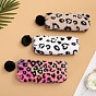 Leopard Print Pattern Plush Pen Case Bag with Zipper, Pencil Pouch with Pompon for Office School Students