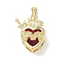Pendentifs en laiton avec verre rouge, Sacré-Cœur avec breloques épée et rose