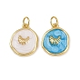 Латунь эмаль подвески, плоско-круглые, реальный 18 k позолоченный, стойки покрытие, долговечный, без кадмия и без свинца, с целью перехода в кольце