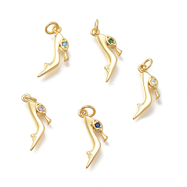 Подвески на каблуки из латуни с микропаве из кубических цирконий, без кадмия и без свинца, стойки покрытие, долговечный, реальный 18 k позолоченный, с целью перехода в кольце